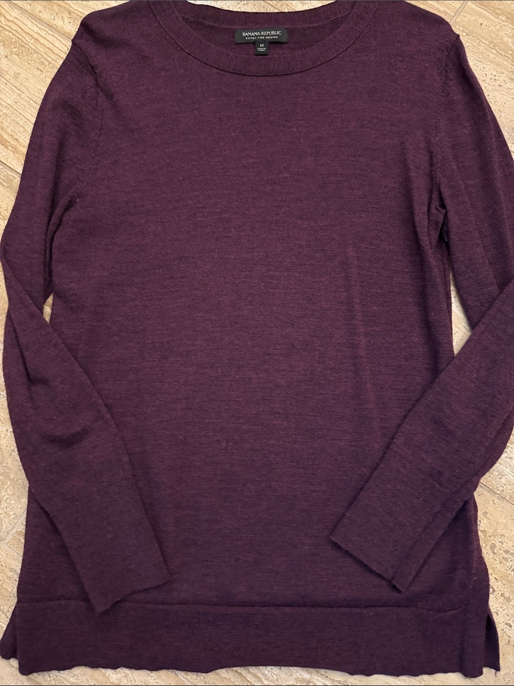 Banana Republic Extra Fine Merino Crewneck Sweater - Dark Plum- Medium